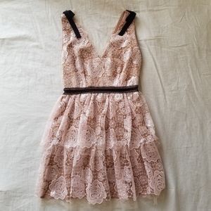 SELF-PORTRAIT Starlet lace mini dress, Size US 4, Rose Pink.